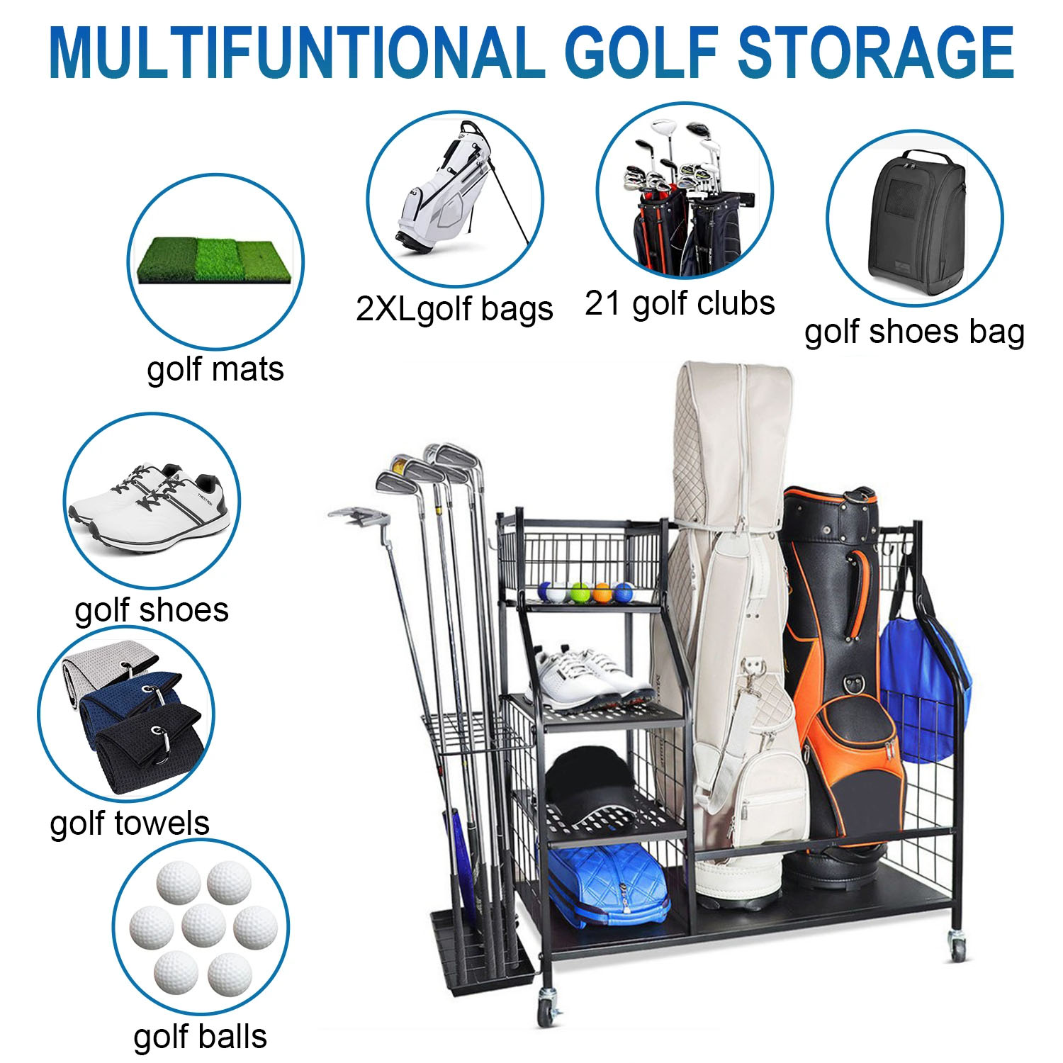 골프 가방 보관 차고 주최자 랙 2개의 스포츠 가방 및 - Sports Equipment Rack 리뷰 및 가격